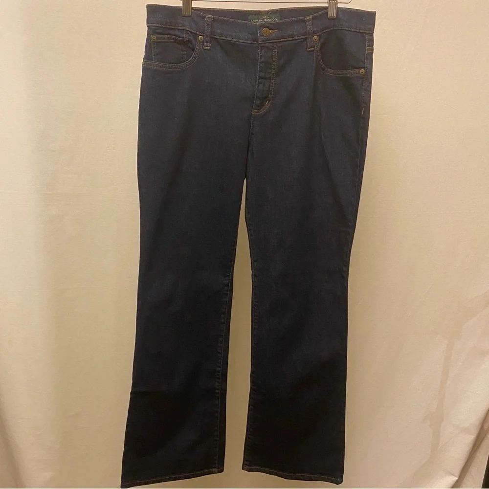 Lauren Ralph Lauren Sz 14 Mid Rise Boot Cut Jeans Women’s Dark Wash Stretch